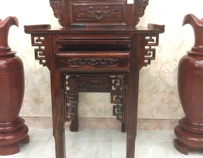 Bàn thờ gia tiên gỗ muồng 2 tầng GT02